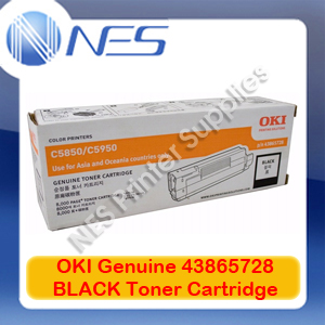 OKI Genuine 43865728 BLACK Toner Cartridge for C5850/C5950/MC560 (8K)